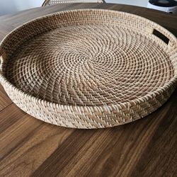 Pottery Barn Tava Handwoven Rattan Serving Tray