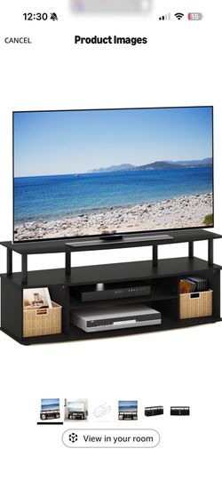Furinno Jaya Large Entertainment Center Hold up to 55-in TV, Inches, Blackwood