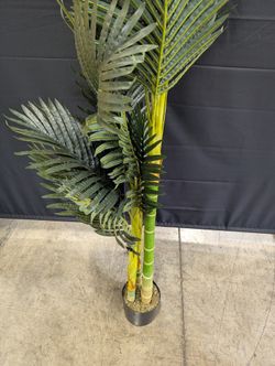Vibrant Faux Palm Tree Plant with Multiple Trunks