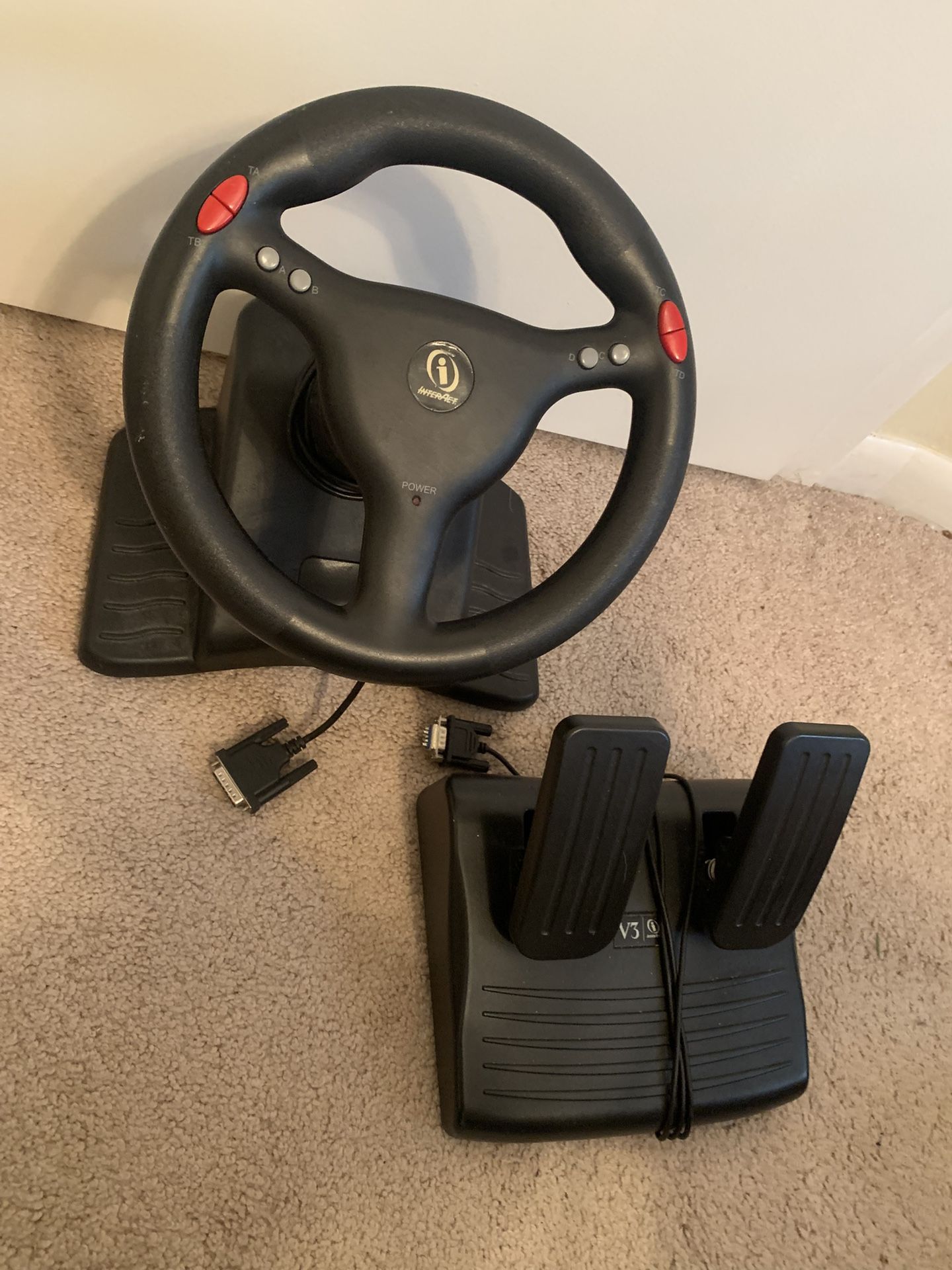 Interact V3 Steering/Racing Wheel & Pedals For Windows Games PC Black