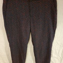 Banana Republic Women's Size 14 Avery Navy Blue Red Hearts Ankle Trouser Pants