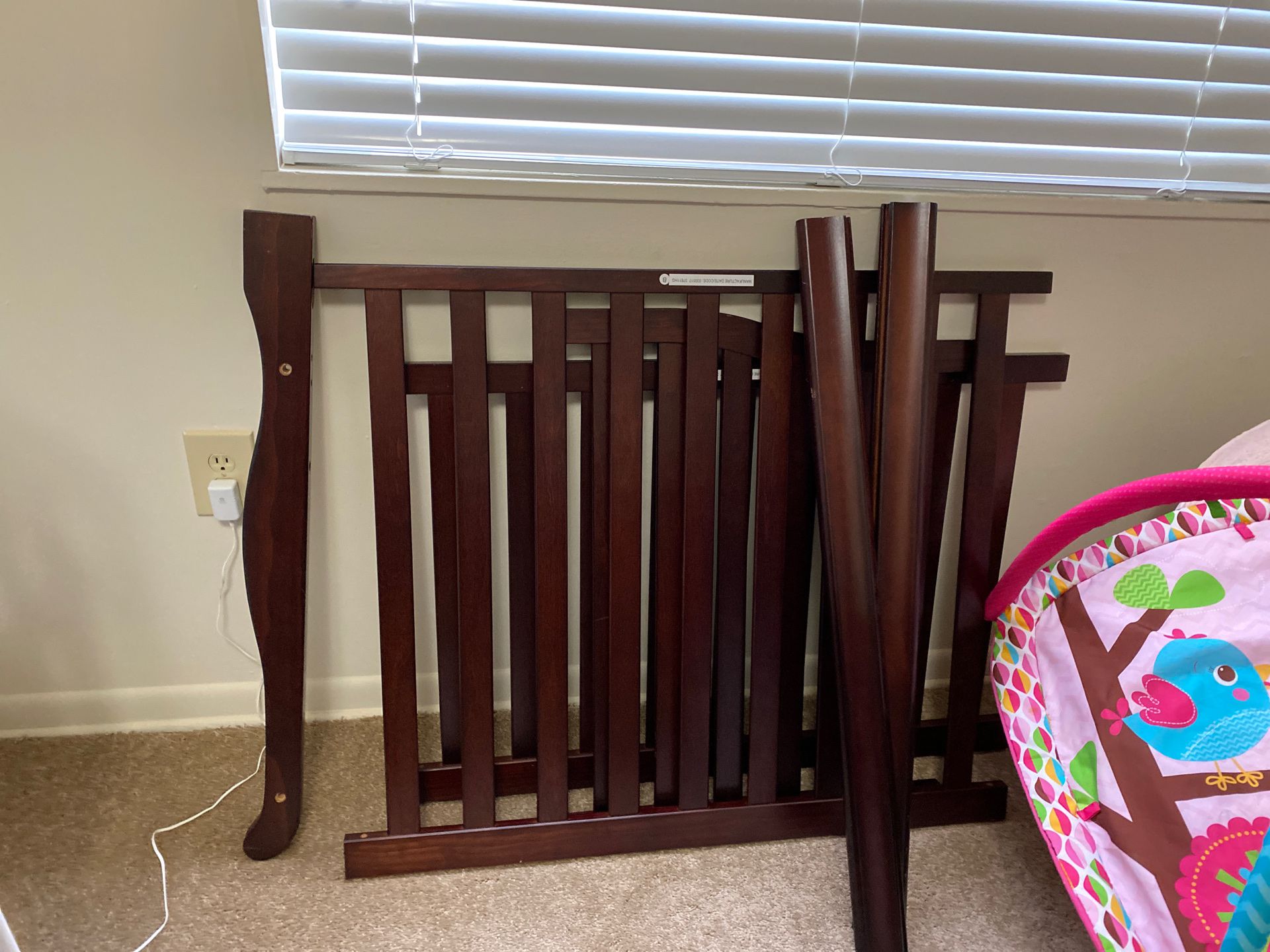 Baby crib with changing table and cabinet