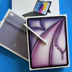 iPad Air 13” (M2 Processor / 2024 / purple) 256gb With Keyboard, Pen Accessories 
