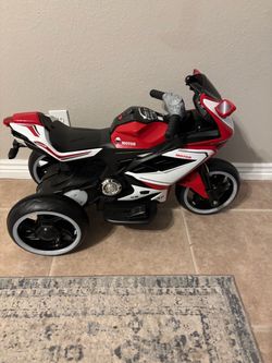 New! 6V Red Plastic Electric Motorcycle for Kids Toy Car