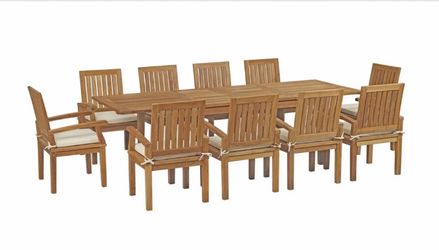 Modway Marina 11 Piece Outdoor Patio Teak Dining