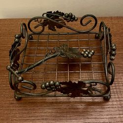 Grape/Leaf Design Wrought Iron Napkin Holder
