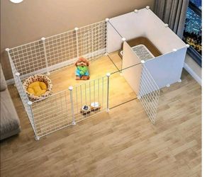 Aqwiopr 16-Panel Metal Pet Playpen Puppy Playpen with Door - Foldable, Indoor/Outdoor Use - 1 Pack