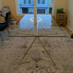 Modern Glass Table with Sculptural Brass Base — Originally $699
