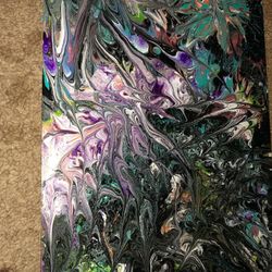 Acrylic Paint Pour On Large Glass Panel