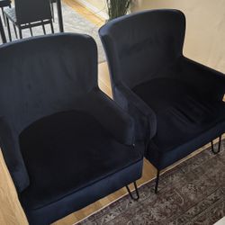 Two Living Room Chairs - Navy Blue 