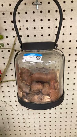 Glass Jar Lantern with Metal Handle