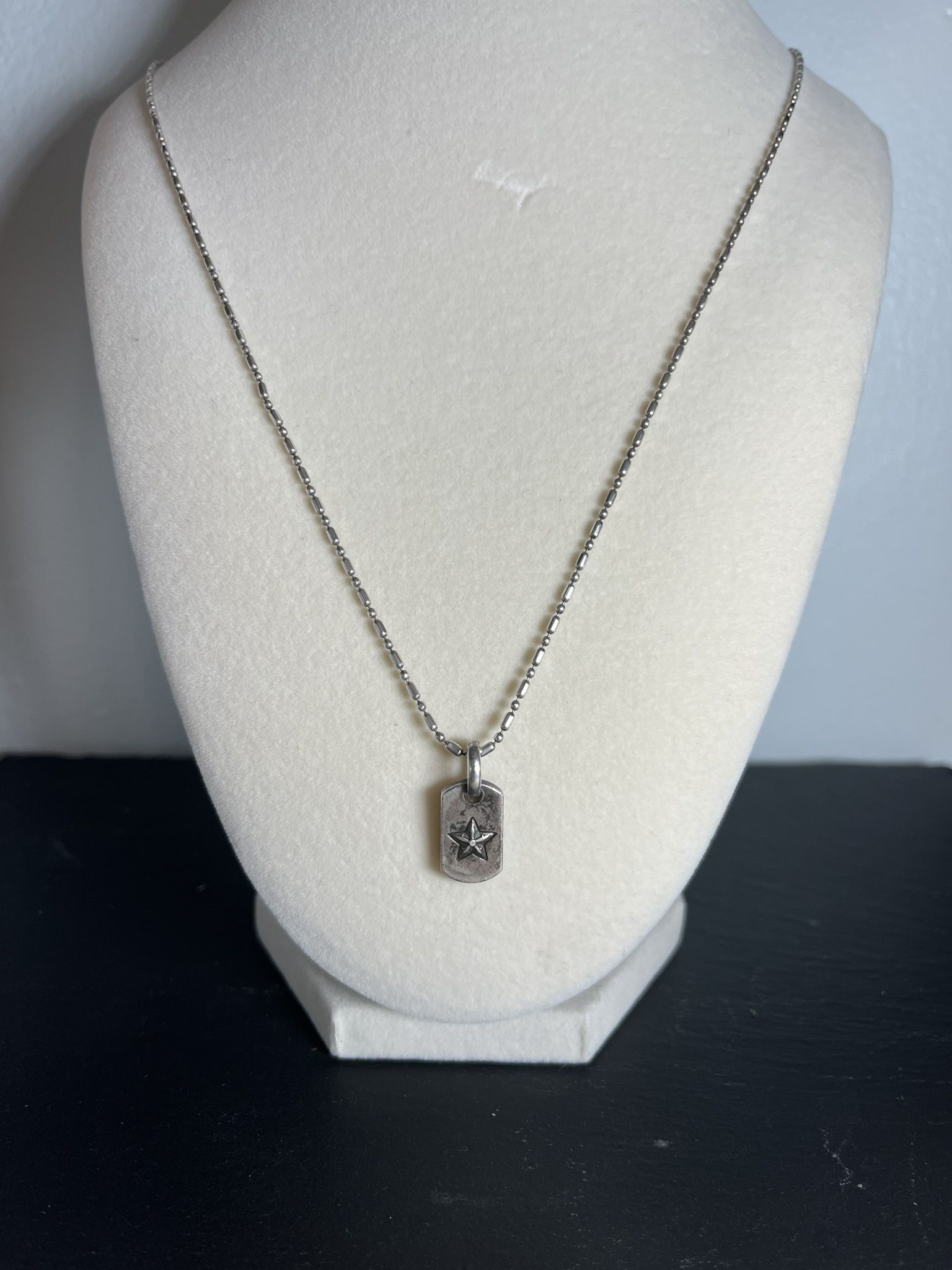 Authentic RARE Chrome Hearts Aged Pendant Star Dog Tag 925 Sterling Silver Blackened / Tarnished 925 CHAIN Included