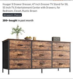 Brand New tv stand and dresser with fabric drawers