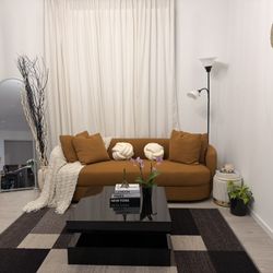 Curved Sofa with Pillows