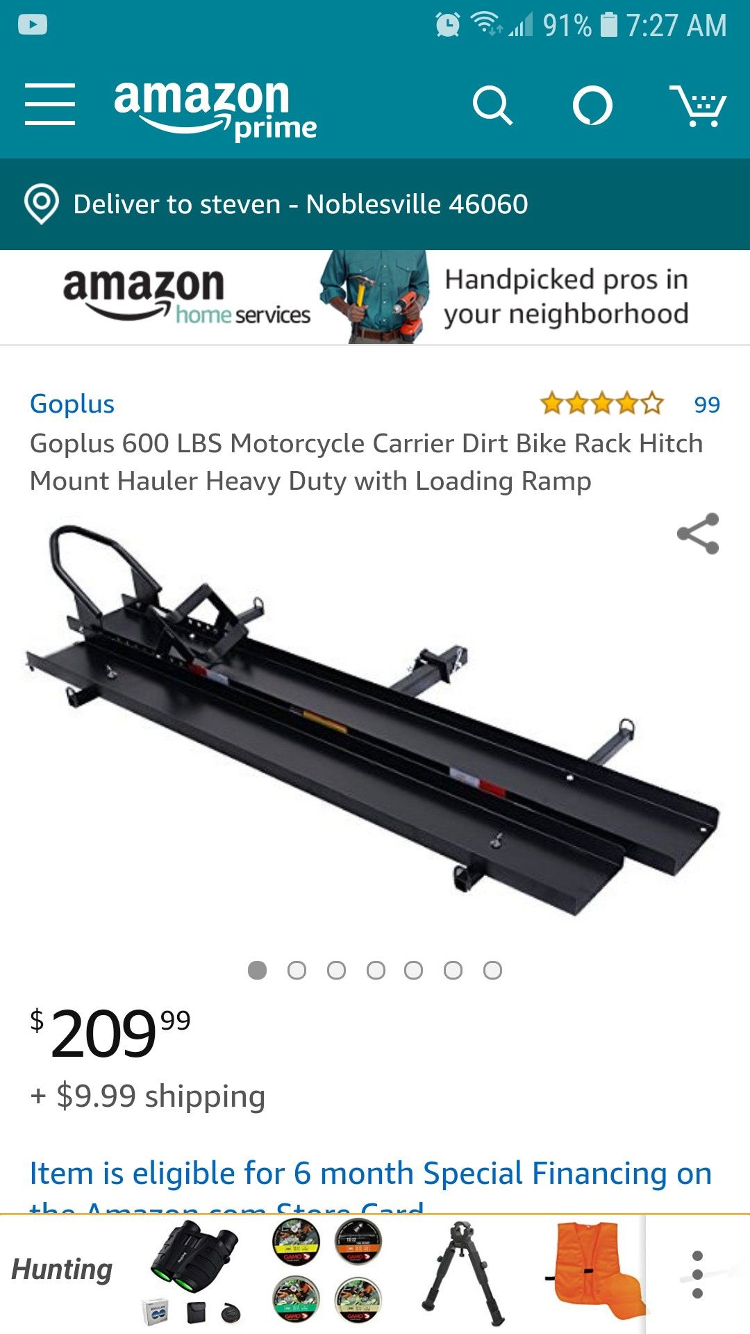 Goplus 600 LBS Motorcycle Carrier Dirt Bike Rack Hitch Mount Hauler Heavy Duty with Loading Ramp