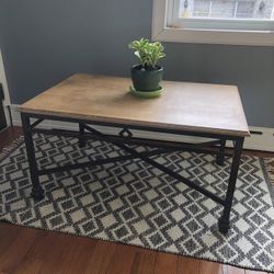 Wooden Coffee Table With Metal Legs 
