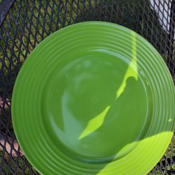 4 New Green Dinner Plates, Heavy