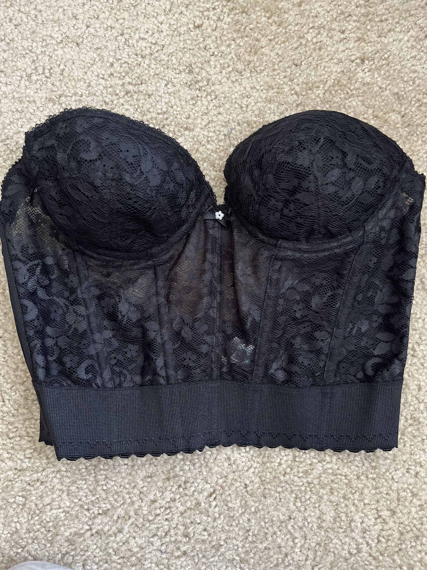 Vintage Black Lace Bustier Size 34 B