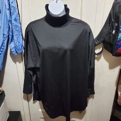Women Black Turtleneck Long-Sleeve Shirt Size 3X