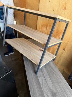 3-Tier Industrial Wood and Metal Shelf