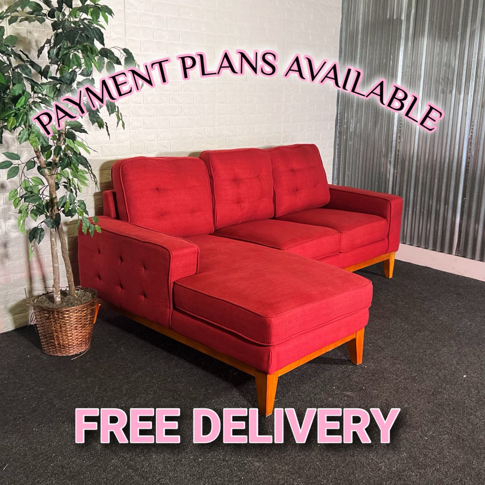 RED SECTIONAL SOFA COUCH SALA