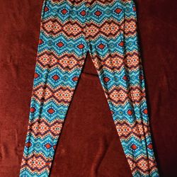 NWOT WIN WIN LEGGINGS BLUE PRINT SIZE L 