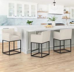 3X Linen color 30” fabric barstools