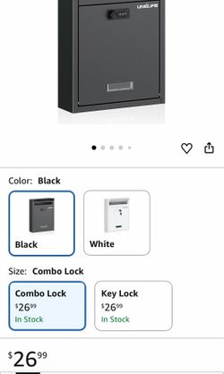 Uniclife Wall Mount Mailbox for Outside, Large Locking Mailbox with Combination Lock, Security Mail Box for House, Safe Key Drop Box, Post Box, Steel