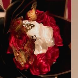 Artificial Flowers  Red And White  Handmade