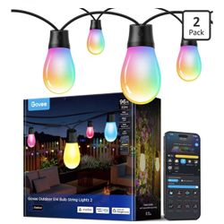 Govee S14 Bulb Outdoor String Lights 2, 96ft Smart RGBIC Warm White Patio Lights with 15 LED Bulbs, 111 Scene Modes for Outdoor Decor, Upgraded IP66 C