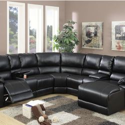New Black Recliner Sectional Couch Only $50 Down Payment 