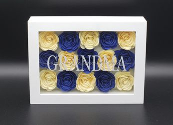 Grandma/Grandmother - 15 Paper Flowers/Roses Shadow Box 5x7