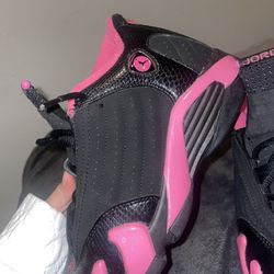 Pink And Black Jordan 14 Size 6
