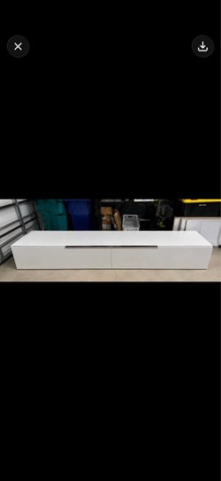 Modern White Sliding Door Media Console / TV Stand