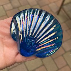 Blue Glass Shell Paperweight