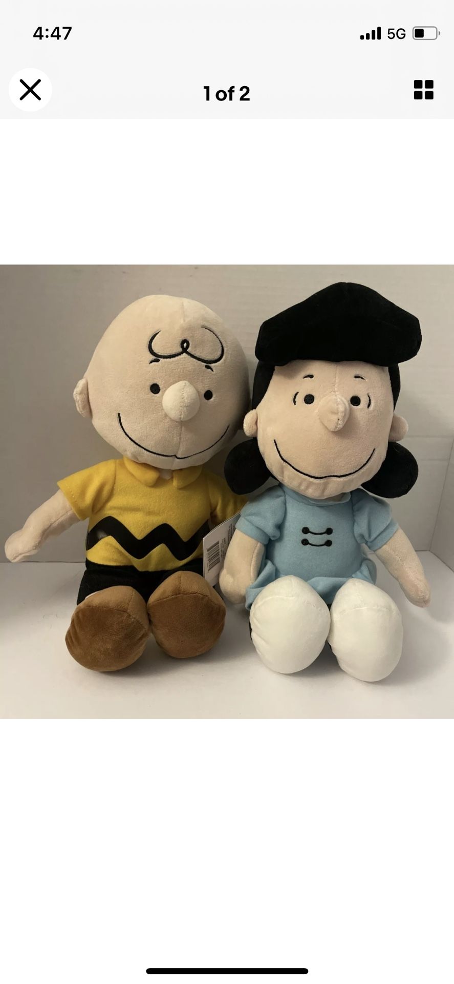 Charlie Brown & Lucy Peanuts Plush Stuffed Kohls Cares Boys And Girls