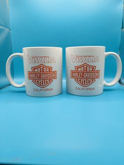 Harley Davidson Matching Coffee Mugs Vintage 