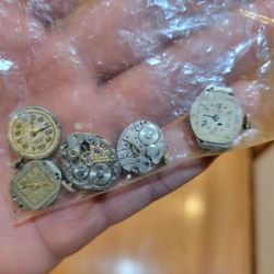 ANTIQUE VINTAGE WATCH MOVEMENTS DOME SCRAP GOLD PLATINUM 