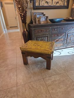Rustic solid wood southwest style side table.