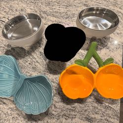 Lot of cat food/water bowls