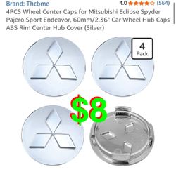 4PCS Wheel Center Caps for Mitsubishi Eclipse Spyder Pajero Sport Endeavor, 60mm/2.36" Car Wheel Hub Caps ABS Rim Center Hub Cover (Silver)