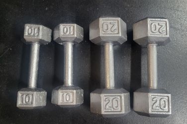 Weight Iron Hex Dumbbells two 10s two 20s