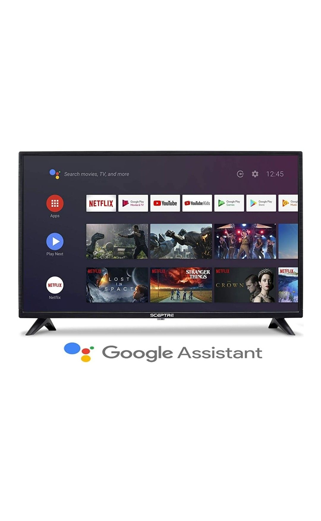 Sceptre Android TV A322BV-SRC 32-inch Smart LED HD TV Google Assistant Chromecast Bluetooth Remote, Machine Black 2020