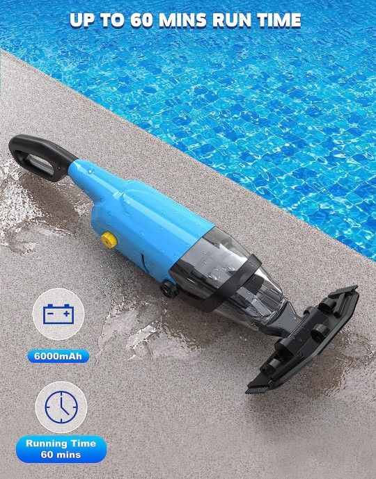 Efurden Handheld Pool Vacuum, Rechargeable Pool Cleaner with Running