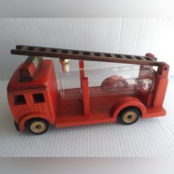 Wooden Fire Truck with Glass Tank - Collectible