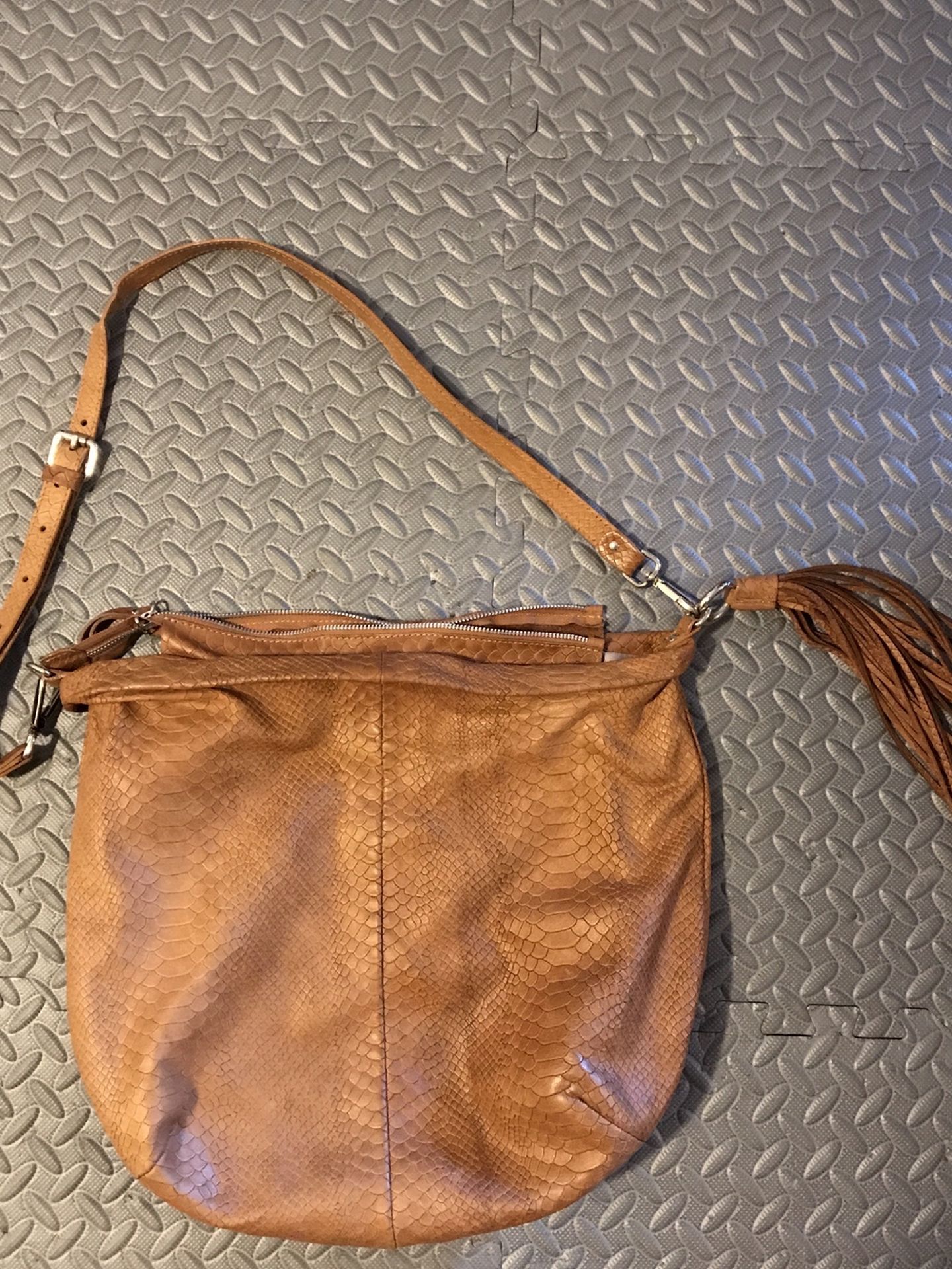 Gianni Chiarini Large Genuine Leather Hobo Bag With Tassel Made In Italy
