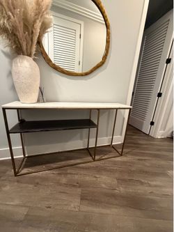 CB2 Two-Tone Marble Console Table