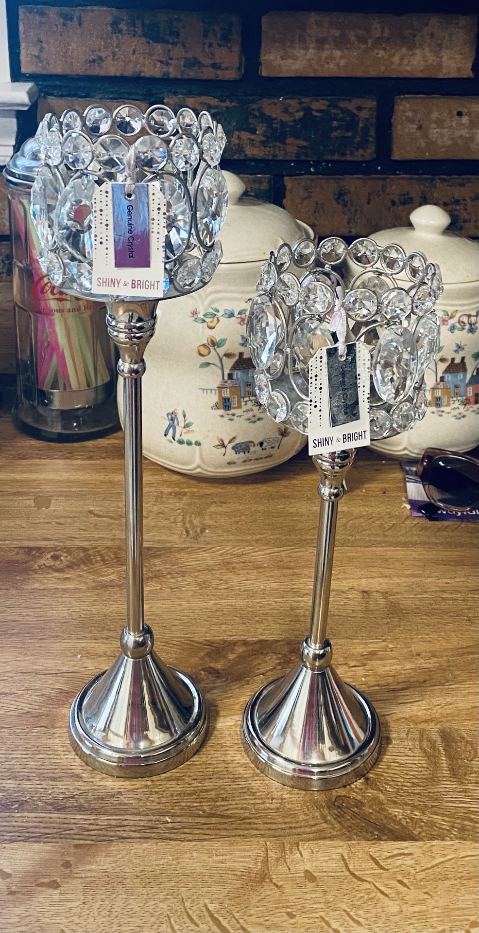 2 Candle Holders With Genuine Crystals
