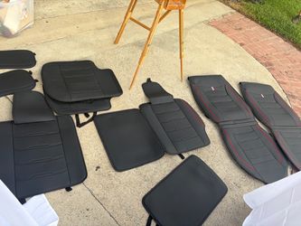 Black Leather Car Seat Covers Set-Chevy Silverado or other type