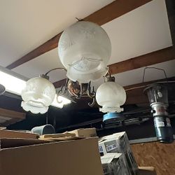 Vintage 3 Light Globe Chandelier. Ghost-ly !!